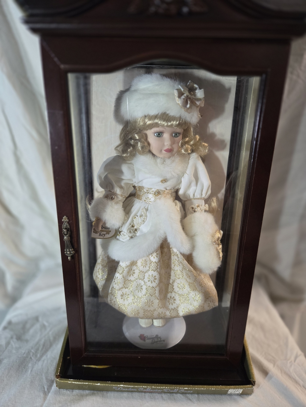 Camellia Garden Victorian-Style Porcelain Doll With Display Box, NIB